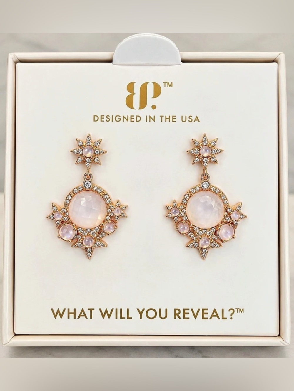 BP Halo Around My Heart Moonstone Drop Earrings